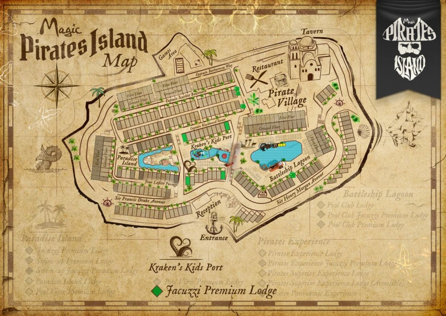 Descubre la ubicación de Kraken's Kid Jacuzzi Lodge